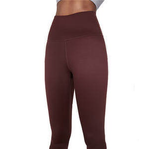 थोक महिला फिटनेस कपड़े कस्टम ठोस रंग भूरे रंग की महिला के सक्रिय और कट आकार की उच्च कमर कसरत महिला जिम लेगिंग - Product Image 6