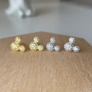 <span class=keywords><strong>Orecchini</strong></span> <span class=keywords><strong>personalizzabili</strong></span> topolino in oro bianco placcati eleganti gioielli in zircone alla moda per fidanzamenti di feste di matrimonio - Product Image 5