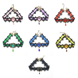 [Gorgeousxx] Gargantilla <span class=keywords><strong>de</strong></span> encaje para mujer con gemas rojas, joyería gótica para fiesta <span class=keywords><strong>de</strong></span> Halloween - Product Image 6