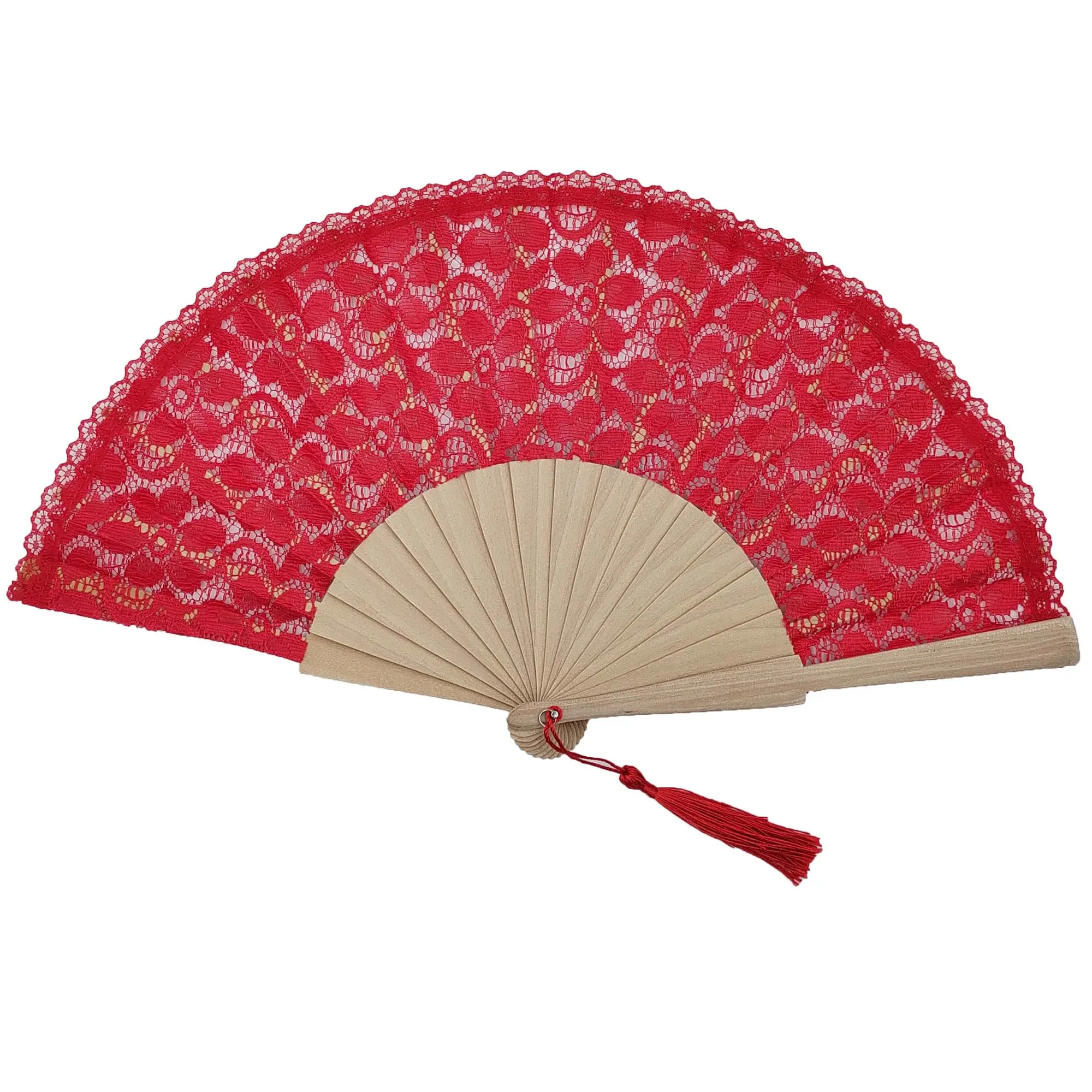 Factory Price Lace Hand Fans of Various Colors Wood/Plastic Ribs and Lace Fabric Hand Fan for Women