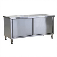 Comptoir de travail professionnel personnalisable en acier inoxydable double face avec rangement sous étagère pour cuisines commerciales et restaurants