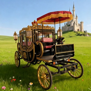 Voiture électrique rétro en acier, type calèche, avec roues en fibre de verre, pour visites en extérieur, parcs et mariages, à vendre - Product Image 3