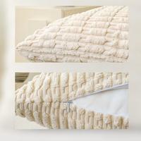 Housse de coussin moelleuse très vendue pour canapé de salon, oreiller décoratif uni rayé en peluche