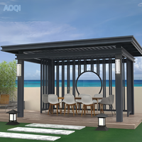 Pavillon extérieur moderne luxueux en alliage d'aluminium sur mesure, imperméable, avec pare-soleil, toit à lames orientables