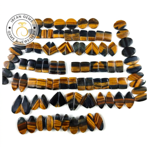 High Quality Customizable Certified <b>Tiger</b> <b>Eye</b> Pair Gemstone Natural Multi Colour Cabochon for Jewelry Making Available Mix Sizes - Product Image 2