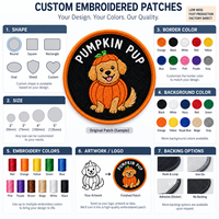 Badge brodé en gros motif chien de dessin animé, patch rond personnalisé saisonnier avec broderie détaillée pour accessoires vestimentaires