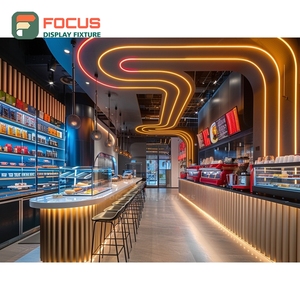 Vitrina Moderna para Café con Frente de Vidrio Templado, Área de Exhibición de Granos de Café, Mueble para Mercancía de Cafetería - Product Image 2