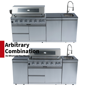 En stock entrepôt USA – Offre Spéciale Été : Grills de jardin, Ensemble de cuisine extérieure modulaire en acier inoxydable 304 avec évier, robinets et rangement - Product Image 5