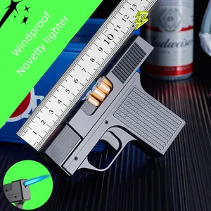 Novel Gun Model Windproof Refillable Cigarette Lighter With Cigarette Box Capacity Of 10pcs