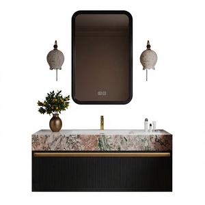 Meuble de salle de bain en chêne de style vintage français, combinaison armoire-lavabo, lavabo, <span class=keywords><strong>miroir</strong></span> intelligent moderne de luxe léger - Product Image 1
