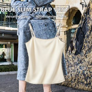 <span class=keywords><strong>Débardeur</strong></span> d'été pour <span class=keywords><strong>femme</strong></span> à fines bretelles et gilet bleu à bretelles - Product Image 2