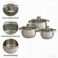 Ensemble de casseroles en acier inoxydable de style américain, écologique, avec couvercle en verre, sans revêtement, compatible induction, passe au lave-vaisselle