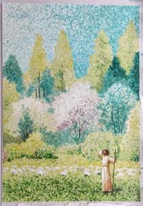 Tranh khảm kính nghệ thuật thủ công, họa tiết hoa nhiều màu sắc tùy chỉnh, tranh tường hoa văn - Product Image 5