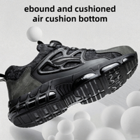Chaussures de sécurité d'été pour hommes à embout d'acier, à laçage rapide, respirantes, anti-écrasement, antidérapantes, pour agents de sécurité, avec spécifications métalliques Workguard