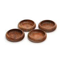 Vente en gros de petits bols à dessert en bois d'acacia pour tremper les condiments, noix, crème glacée, collations, sauce, trempettes