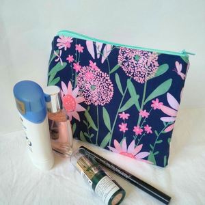 Bolsas de Cosméticos de Algodón Ecológicas con Estampado Personalizado, Accesorio de Viaje para Chicas, Diseño Floral Plano, Estilo Boho, con Cierre, Reciclables, para Almacenamiento - Product Image 2