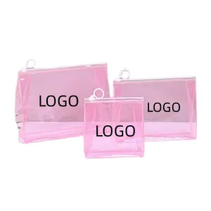 Wholesale Custom Logo Top Zipper Waterproof Pvc Transparent Cosmetic Make Up Clear Makeup Bag