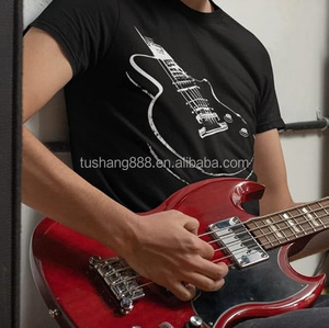 Mes Summer Men Wholesale Best Quality Vintage Custom <strong>Guitar</strong> Knitted 100% Cotton Anti-Wrinkle <strong>Tshirt</strong> for Men - Product Image 2