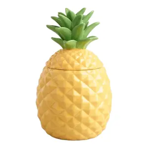 Vaso per alimenti in ceramica a forma di ananas giallo