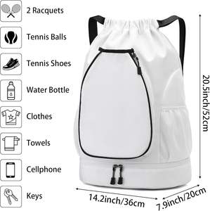 Mochila de bádminton con logotipo personalizado, bolsa de tenis, bolsa de lucha libre con compartimento para zapatos, impermeable, deportes, Pickleball, paletas, bolsas para raquetas - Product Image 2