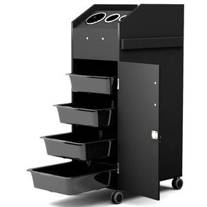 Hot Selling White Barber Shop Trolley <b>Cart</b> With Wheels Wooden Storage <b>Carts</b> Trolleys With Drawers - Product Image 4