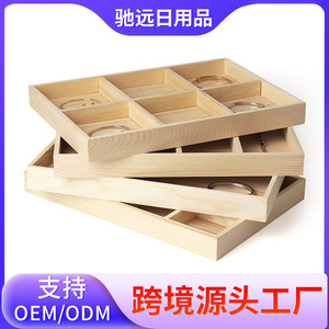 Wooden Jewelry Display Tray Divided Storage <b>Box</b> For <b>Bracelets</b> And Pendants Solid Wood Desktop Organizer - Product Image 5