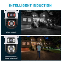 Caméra IP WiFi PTZ 4K sans fil 8MP à double objectif CMOS avec détection humaine IA pour surveillance extérieure et domestique, avec carte mémoire et stockage cloud