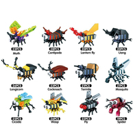 Ensemble de blocs de construction d'insectes de dessin animé, 24 styles, mini briques d'animaux à petites particules, jouet de puzzle, cadeau éducatif créatif pour enfants