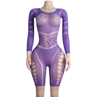 Combinaison à manches en dentelle en bouteille, vêtements de scène de salle de bal, tenue de club pour adultes, vêtements de performance de mode, vêtements de danse exotique