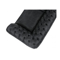 Sofá Chesterfield de Cuero Genuino Negro |   Sofá de Tres Plazas Estilo Europeo Moderno de Mediados de Siglo para Salón, Hotel o Apartamento, Mango