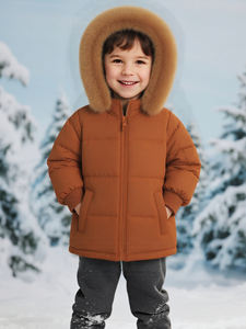 Cappotti Invernali per Bambini con Cappuccio in Ecopelliccia, Impermeabili e Spessi, Colore Caramello, per 2-7 Anni - Product Image 3