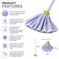 Tête de balai serpillère en microfibre réutilisable, couleur personnalisable, remplaçable, pour le nettoyage des sols de cuisine, chambre, salle de bain et usage domestique