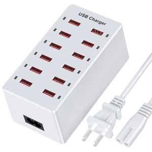 เครื่องชาร์จ USB 12 พอร์ต 60W แท่นชาร์จแบบเร็วพร้อมสายเคเบิลสีขาว - Product Image 1