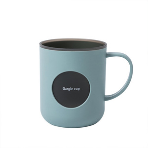 Double Walled Color Blocked Mouthwash Cup With Handle Drop Resistant Gargle Cup For Bathroom Use - Product Image 5