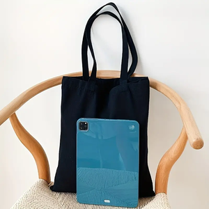Sac fourre-tout en toile de coton noir et blanc, écologique, tendance, pour étudiants, pas cher - Product Image 4
