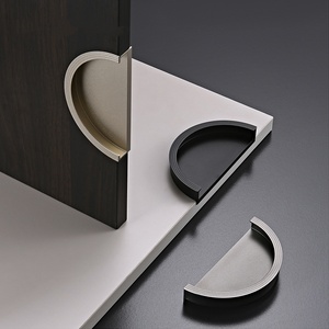 Loquet dissimulé à demi-cercle à longue poignée pour tiroir coulissant, style moderne, sans fente, en aluminium, pour porte d'armoire, armoire, commode, cuisine - Product Image 2