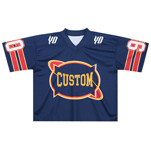 Vネックサッカーブランクメーカーラグビー特大野球昇華ボクシーメッシュ男性用ストリートウェアTシャツカスタムジャージー - Product Image 1