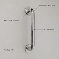 Barre d'appui murale en acier inoxydable conçue comme support de douche accessible pour les hôpitaux et les hôtels.