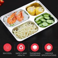304 acier inoxydable 5 compartiments indien Thali déjeuner plateau école restauration rapide cantine divisé dîner mess assiettes avec couvercle en plastique