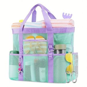 Bolsa de playa portátil de malla con cremallera familiar, grande, plegable, 7-9 compartimentos, control de arena, ultraligera, para mujer y hombre, verano - Product Image 5