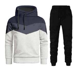 Ensemble de survêtement en coton molletonné épais pour homme, idéal pour le sport et les loisirs, deux pièces, pull décontracté - Product Image 4