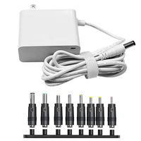 Adaptateur d'alimentation de remplacement 36W 12V 3A avec 8 connecteurs CC multi-tailles et gestion de câbles optimisée pour la maison et le bureau