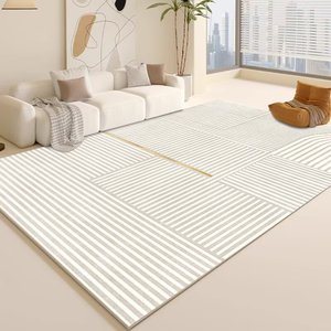 Tùy Chỉnh Kích Thước Lớn Kem Phong Cách In Polyester Pha Lê Nhung Máy Làm Không-Trượt Thảm Thảm Cho Phòng Khách Phòng Ngủ Hiện Đại - Product Image 2