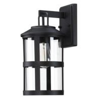 Lampu Dinding Gaya Industrial 1-Lampu Warna Hitam dengan Kap Lampu Kaca Bening untuk Lampu Taman Luar Ruangan