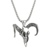 Ram Head Pendant Stainless Steel Men's Necklace Punk Retro Animal Charm 270107
