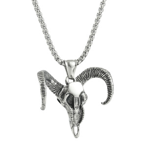 จี้รูปหัวแกะ สร้อยคอผู้ชายสแตนเลส สไตล์พังก์ย้อนยุค ลายสัตว์ 270107 - Product Image 2