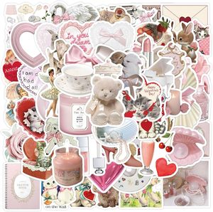 60 Pegatinas Coquette, Lindas Pegatinas de Vinilo para Laptop, Pegatinas Estéticas Impermeables, Paquete de Pegatinas Rosas para Niñas - Product Image 1