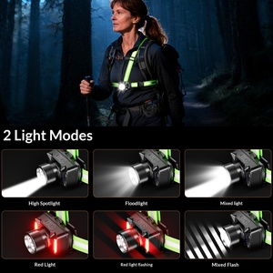 Extérieur 90 °   <span class=keywords><strong>Lampe</strong></span> de poitrine rotative avec sangles réfléchissantes, alimentée par USB, faisceau réglable, lumière de sécurité pour la course à pied de nuit - Product Image 4