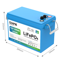 Batterie LiFePO4 12V 200Ah avec cellules de qualité A, cycle profond, BMS Bluetooth, étanche IP67 pour camping-car, marine, solaire et stockage domestique