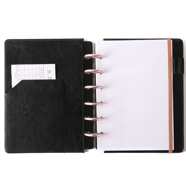 Leather A4 Refillable Notebook Cover Diy Assembled Mushroom Disc Bound Yearly Monthly Weekly Planner